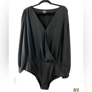 City Chic Black Long Sleeve Wrap Bodysuit